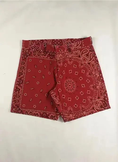 Jean 21SS Indigo Union Japan Red Bandana Paisley Aloha Shorts Size US 32 / EU 48 - 2 Thumbnail