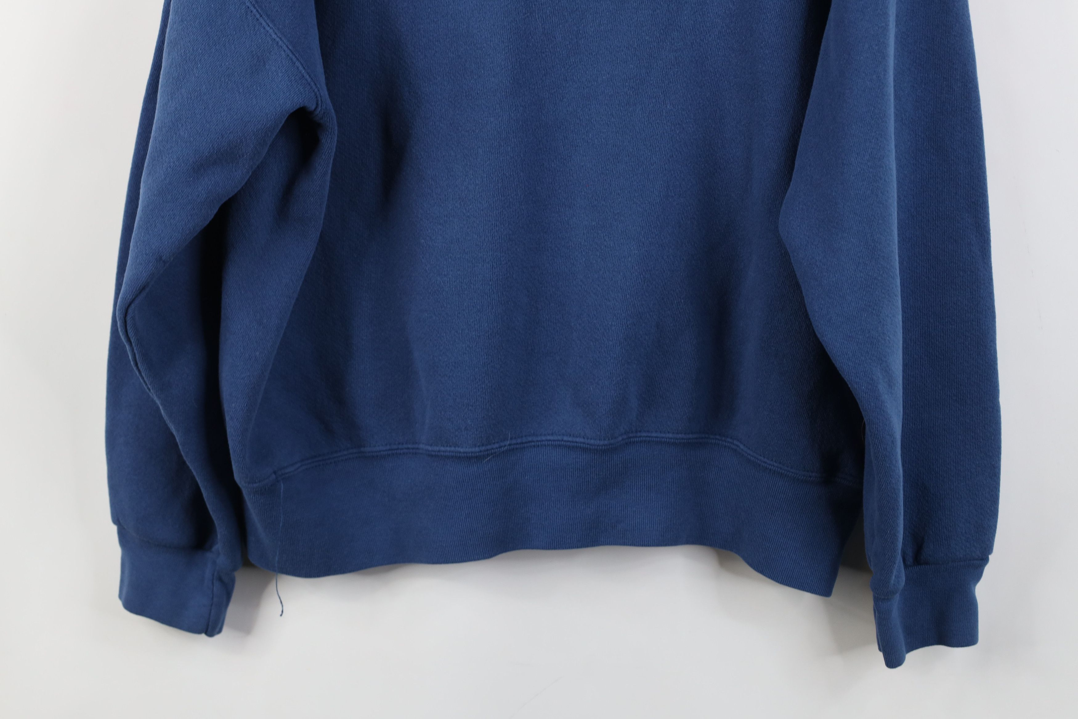 Vintage Vintage 90s Streetwear Blank Boxy Fit Hoodie Sweatshirt Blue Size L / US 10 / IT 46 - 16 Thumbnail