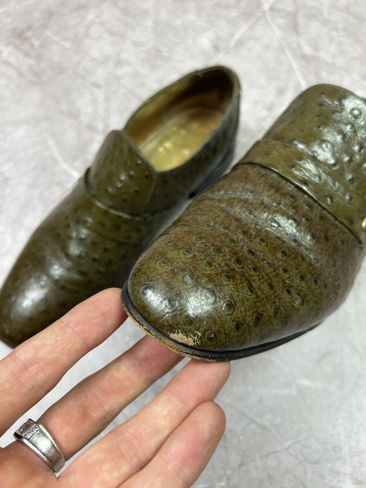 Grenson GRENSON TOP GALLANTS Men's Green Crocodile Leather Slip-On Size US 9 / EU 42 - 12 Thumbnail