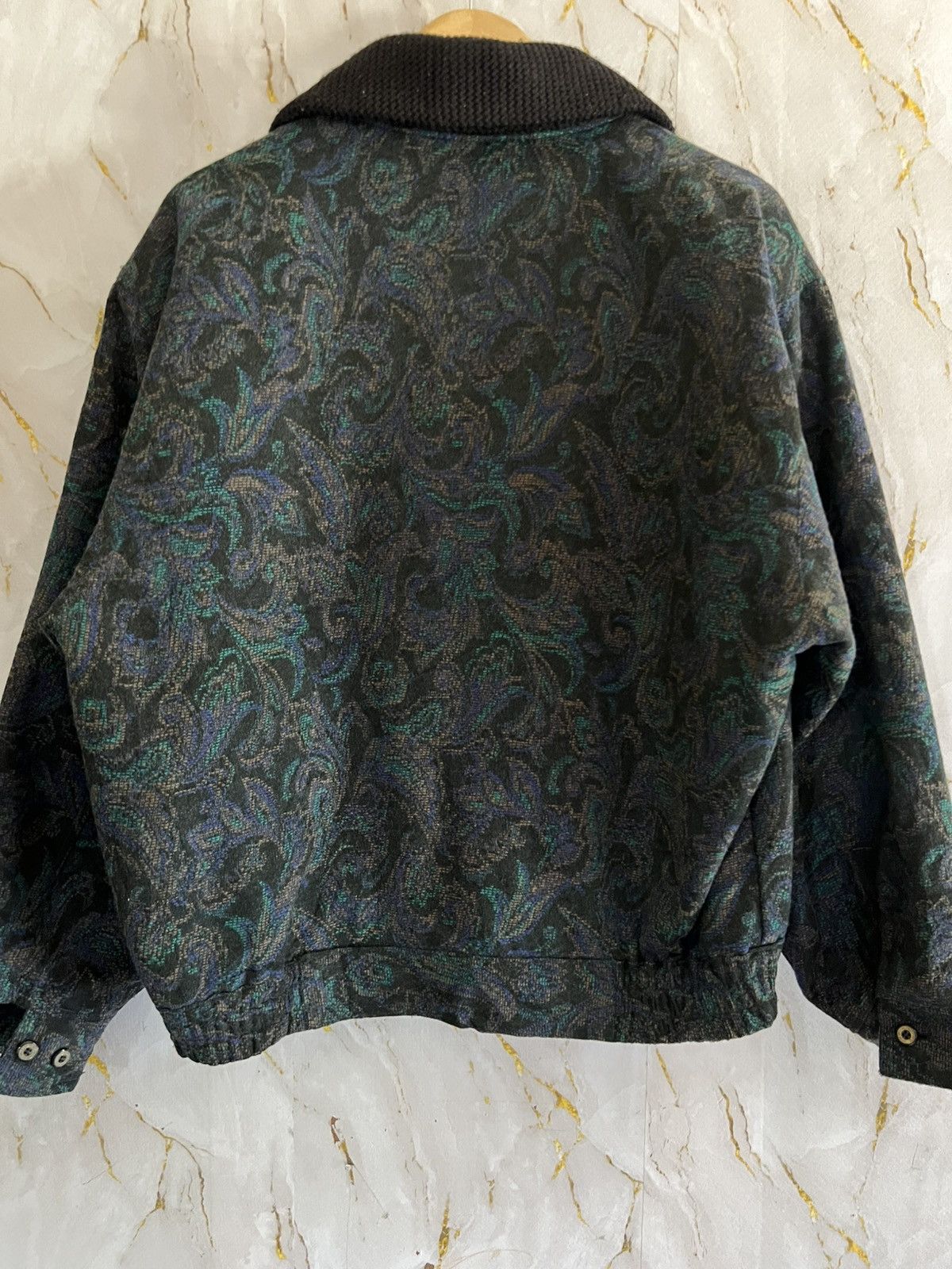 Vintage Vintage 90s Paisley Jacquard Bomber Jacket Knit Collar Trim Size US XXL / EU 58 / 5 - 2 Thumbnail