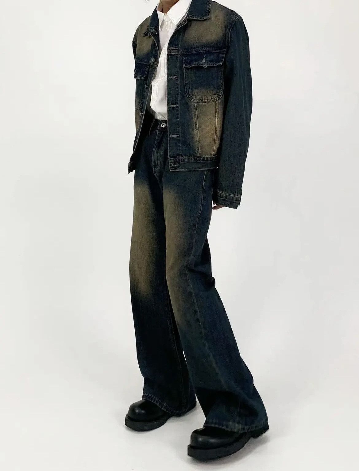 Japanese Brand × Jean Vintage washed distressed loose casual flared jeans Size US 32 / EU 48 - 4 Thumbnail