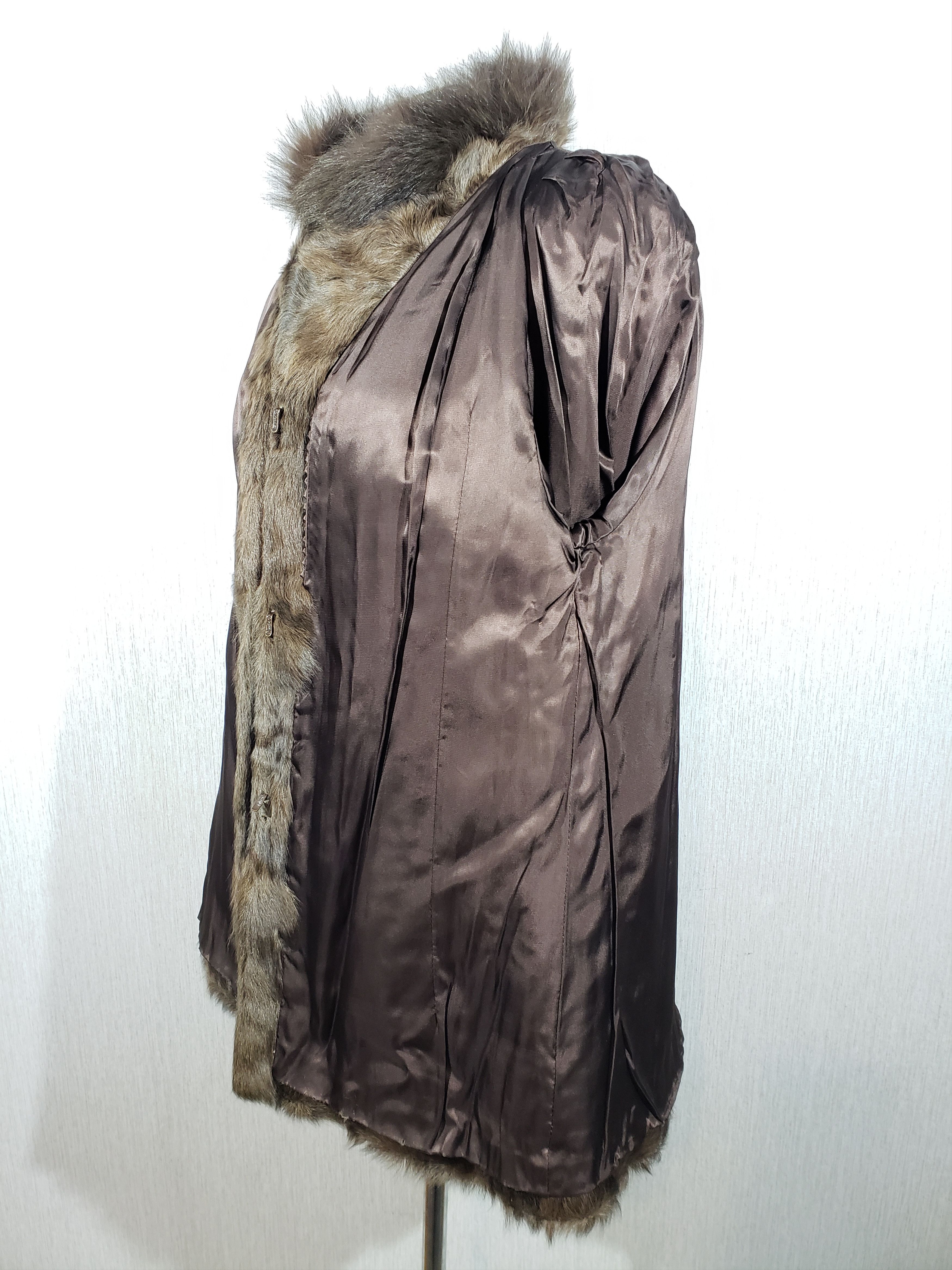 Genuine Leather Warm brown women's fur coat with genuine goat fur. Size XXL / US 16-18 / IT 52-54 - 7 Thumbnail