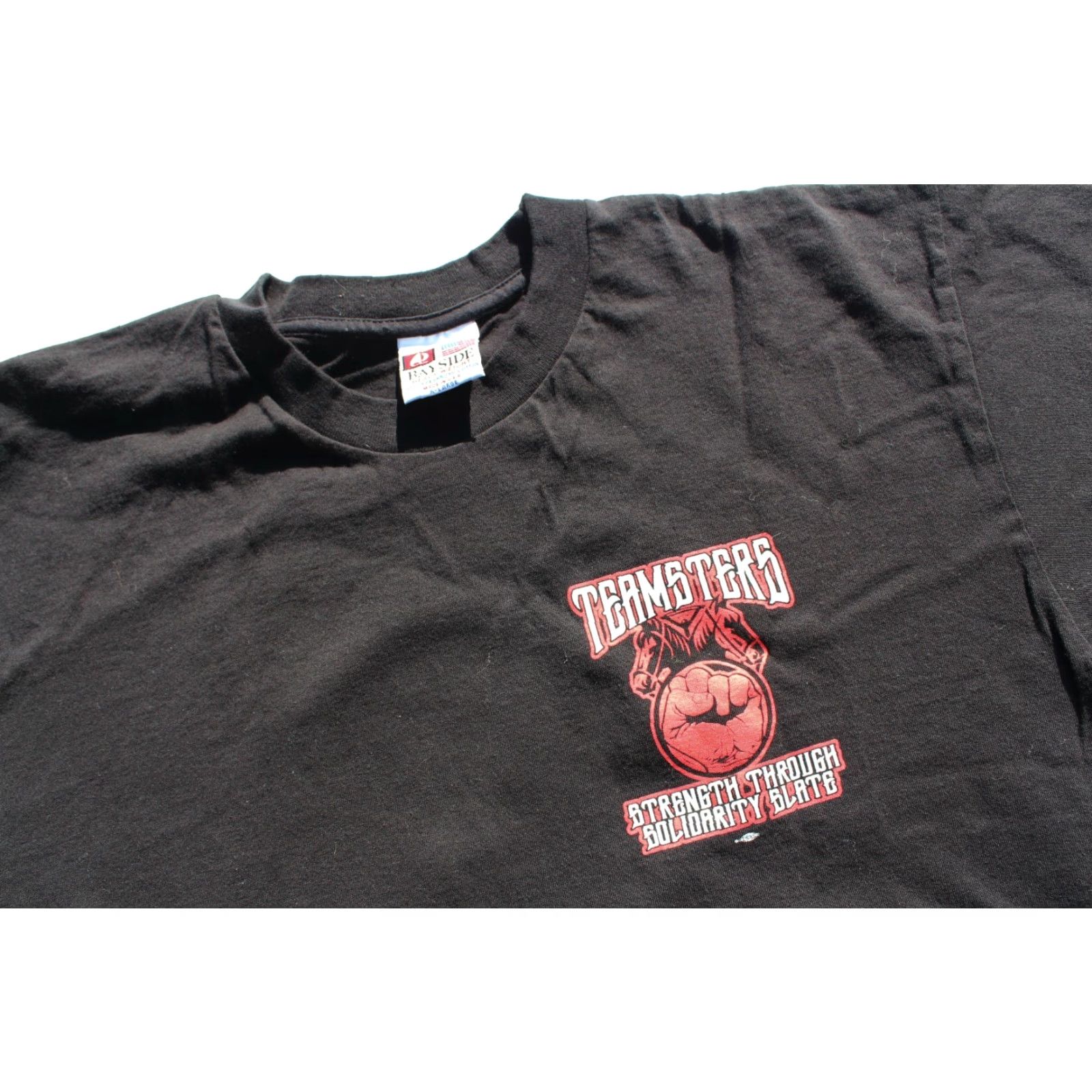 Vintage VINTAGE Teamsters T Shirt Black XL Men Short Sleeve Crew Neck Solid Pattern Iron Horse Fist Knight Guertin Nicewonger Size US XL / EU 56 / 4 - 4 Thumbnail