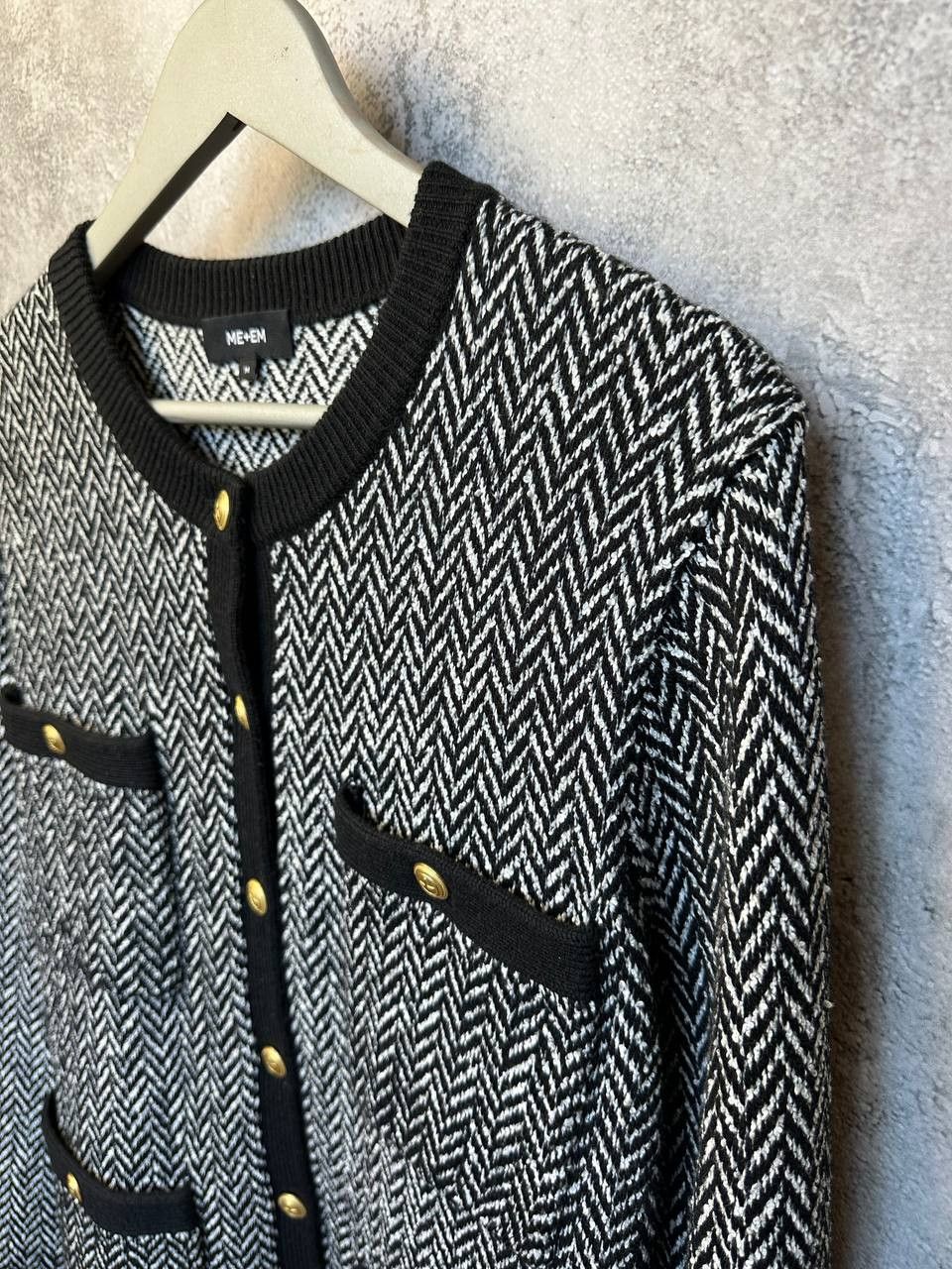 Designer × ME+EM RRP 440$ ME + EM Chevron Pattern Round Neck Knitted Jacket Size M / US 6-8 / IT 42-44 - 6 Thumbnail