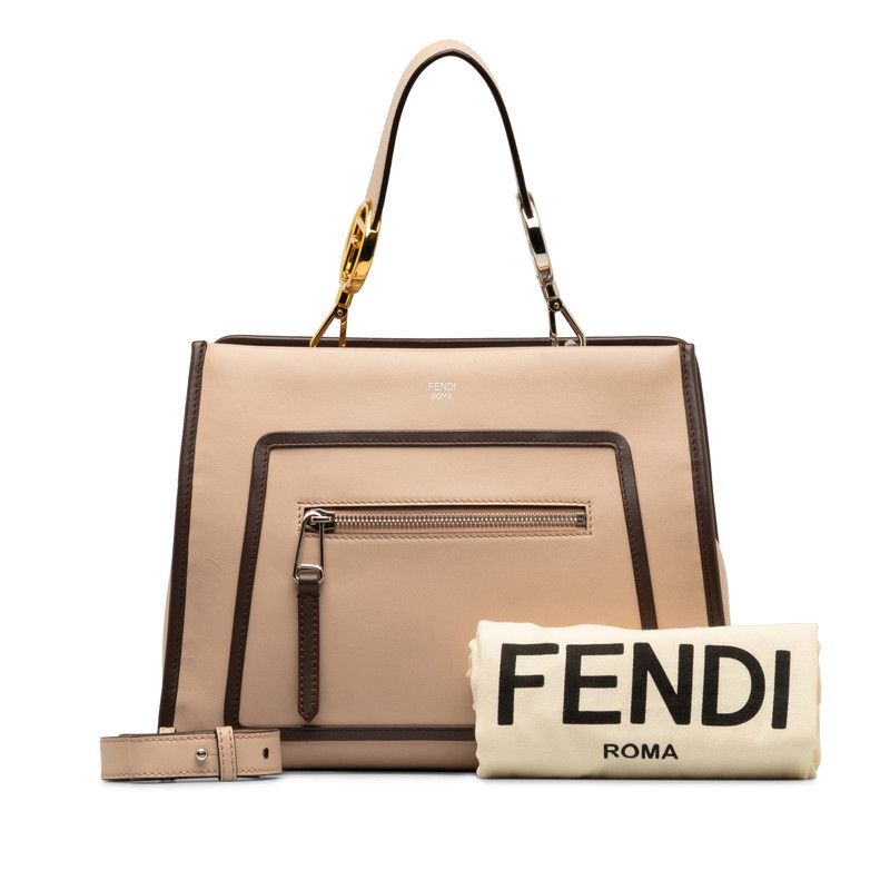 image of Fendi Leather Runaway Tote in Pink, Women's