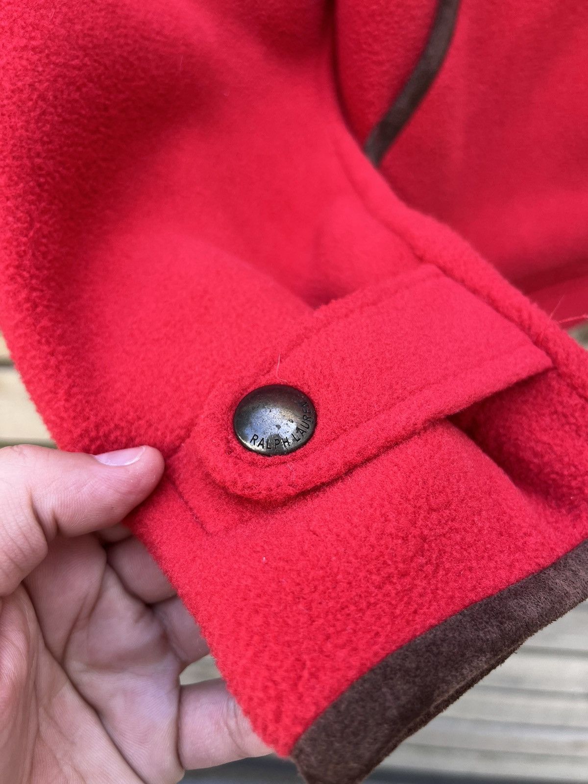 Polo Ralph Lauren × Ralph Lauren × Vintage Polo Ralph Lauren Fleece Jacket Full Zip Leather Trim Size US L / EU 52-54 / 3 - 9 Thumbnail