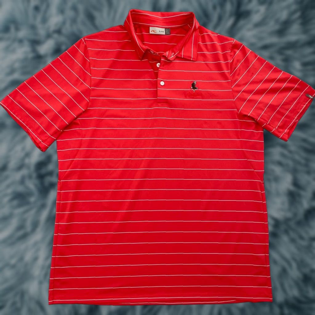 KJUS VINTAGE KJUS Polo Shirt Men XL Red Striped Golf Casual Short Sleeve Logo Eagle Size US XL / EU 56 / 4 - 1 Thumbnail