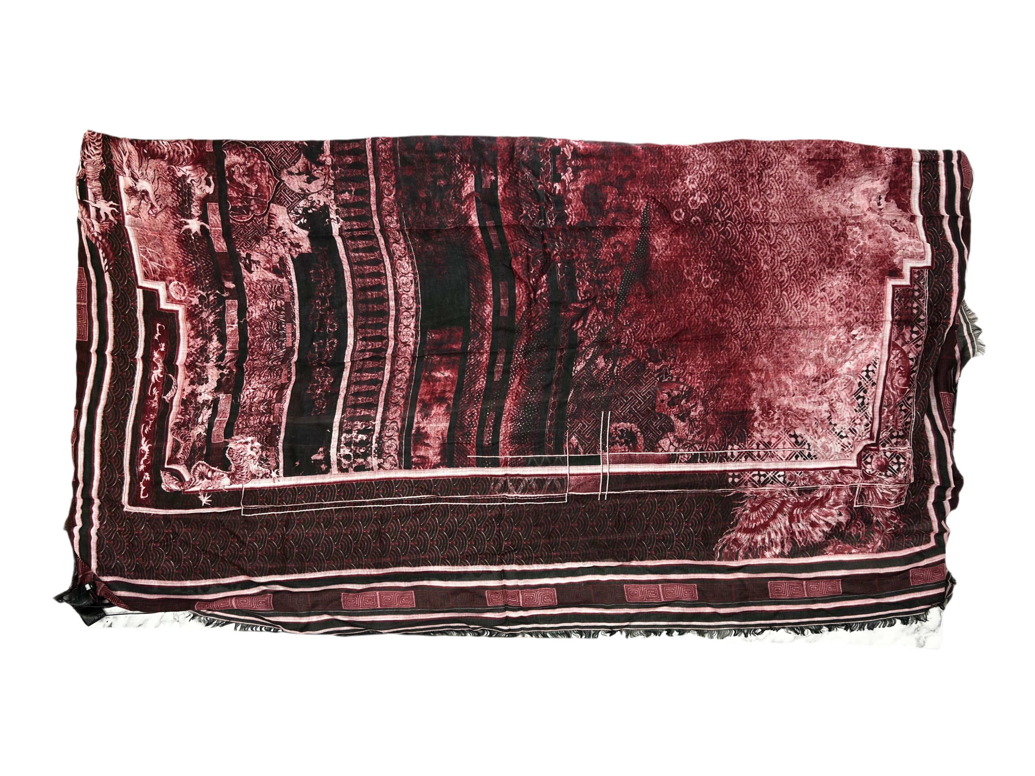 Balmain Balmain Red Tapestry Print Scarf Size ONE SIZE - 4 Thumbnail