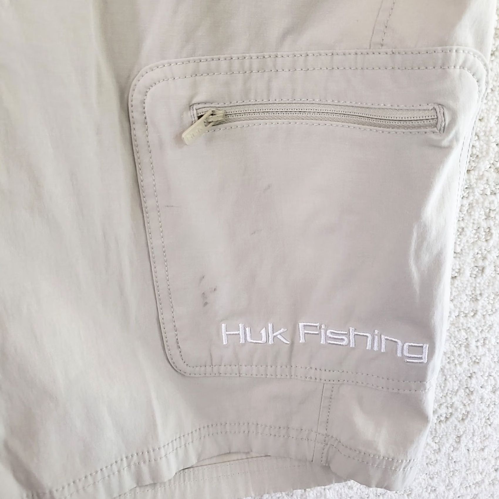 Vintage Huk Men’s XL Beige Next Level Performance Fishing Cargo Shorts Adjustable Waist Shirt? Size US 36 / EU 52 - 5 Thumbnail
