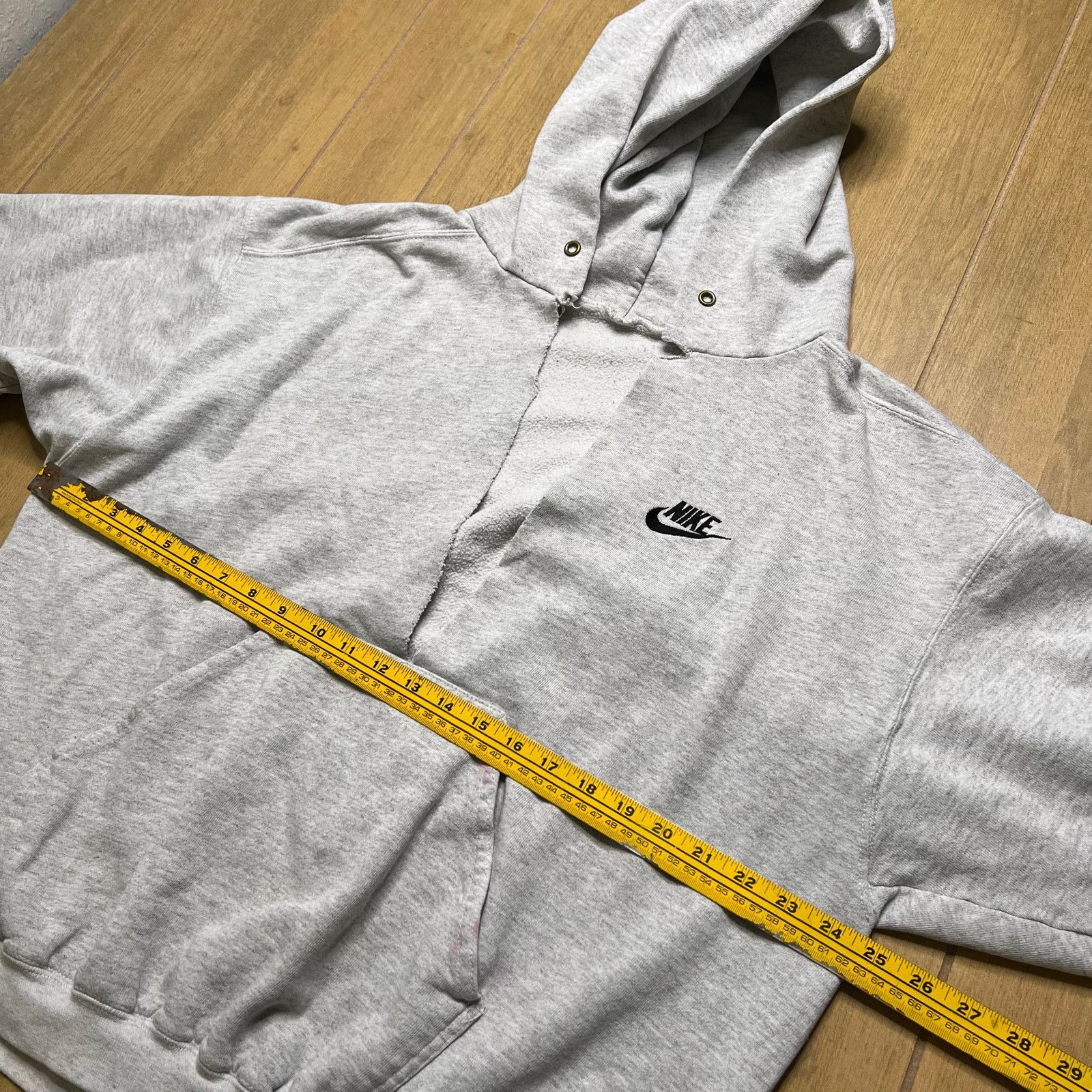 Nike Vintage 90s Nike Swoosh Hoodie Grey Size XL Distress Rip Size US XL / EU 56 / 4 - 5 Thumbnail
