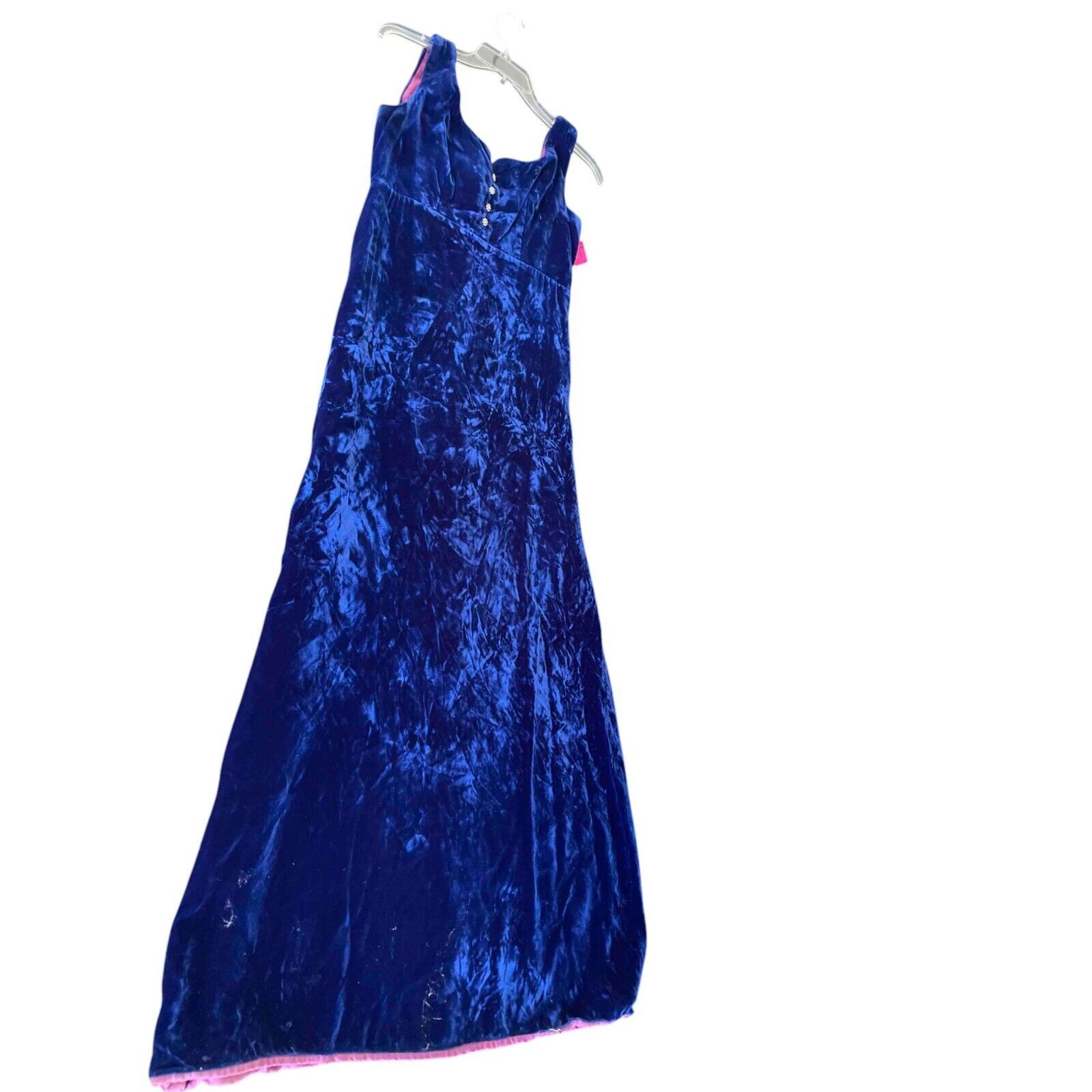 Other 1970's Vintage ILGWU Crushed Velvet Sleeveless Blue Dress Size XS / US 0-2 / IT 36-38 - 16 Thumbnail