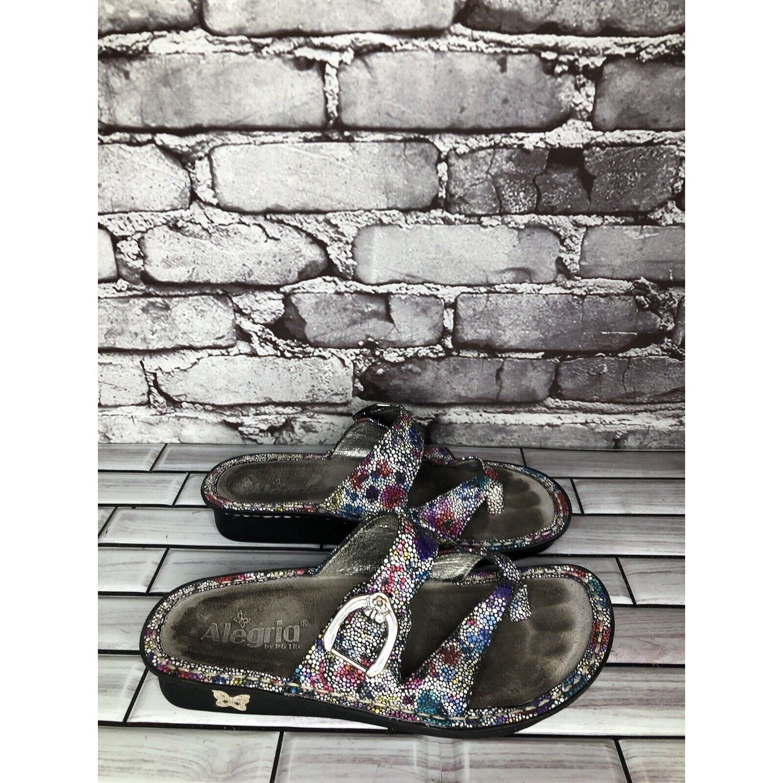 Allegri Alegria Floral Print Thong Strap Casual Wedge Sandals Women Size US 6 / IT 36 - 14 Thumbnail