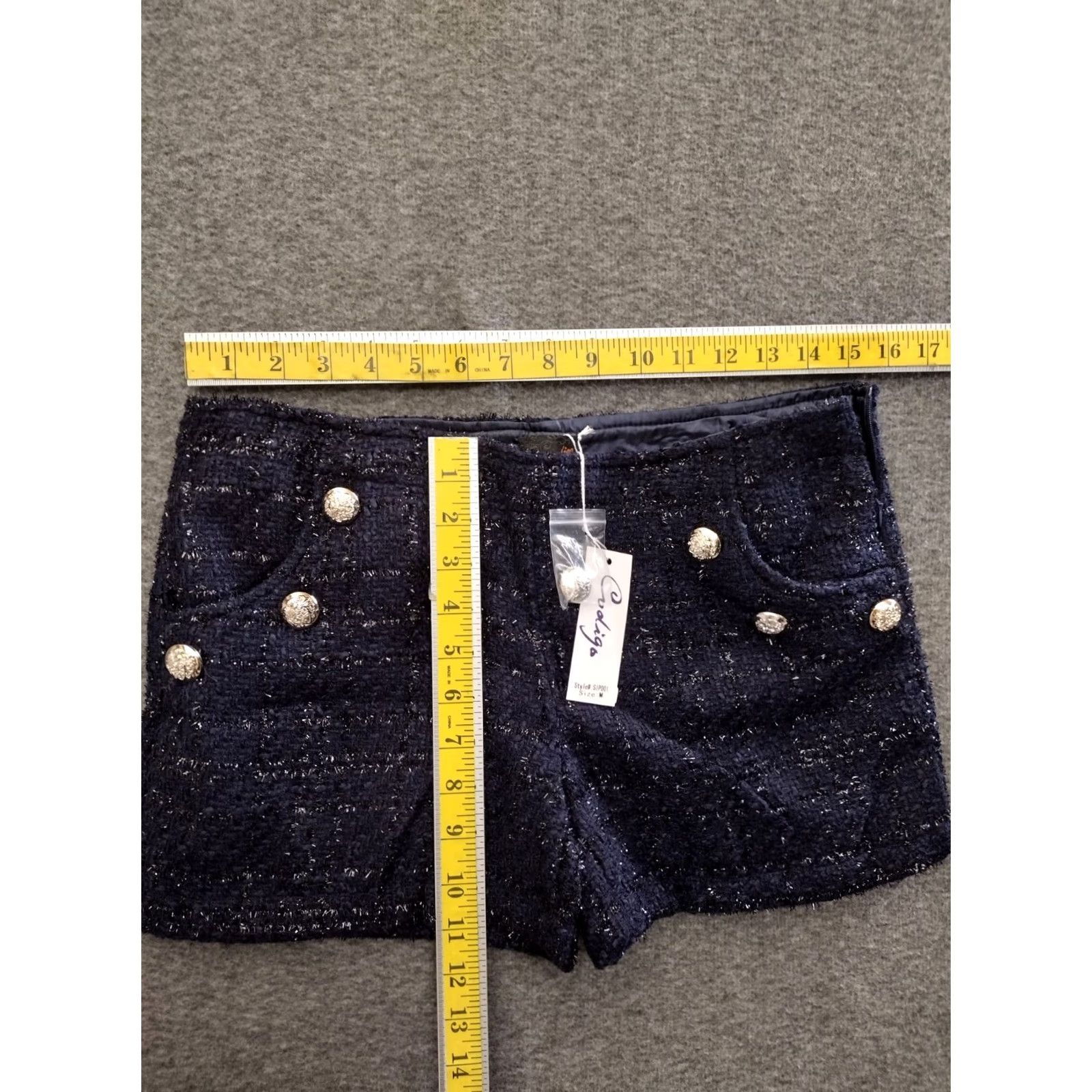 Vintage Codigo Tweed sparkly Skort Shirt Womens Blue M Skirt 90s Casual Button Zip Short Rise Mid Polyester TweedBrand: Codigo Size 32" / US 10 / IT 46 - 4 Thumbnail