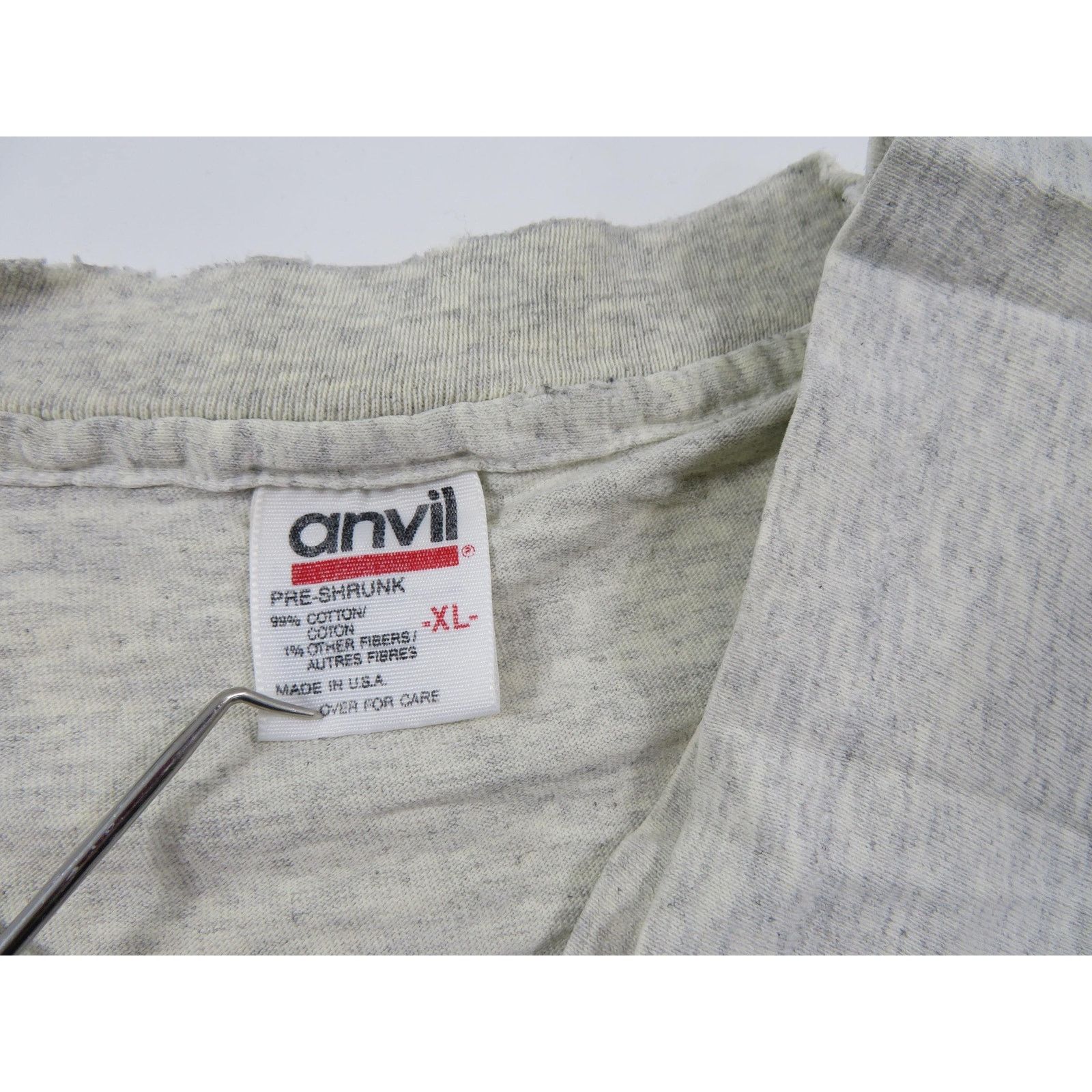 Anvil Fred Flintstone Gray T-Shirt Double Sided Sz XL 1990s Size US XL / EU 56 / 4 - 5 Thumbnail