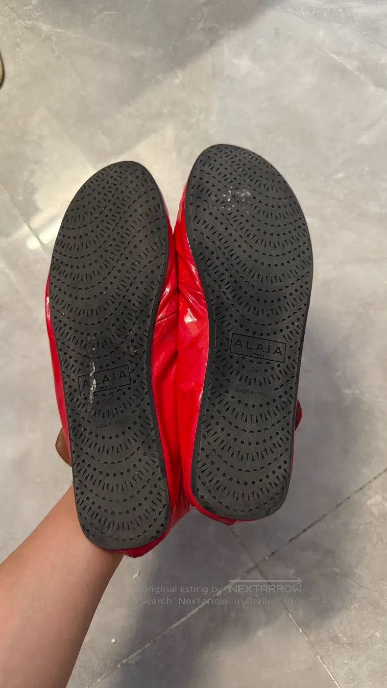 Alaia Alaia Red Cross-Strap Flat Shoes Size US 7.5 / IT 37.5 - 3 Thumbnail
