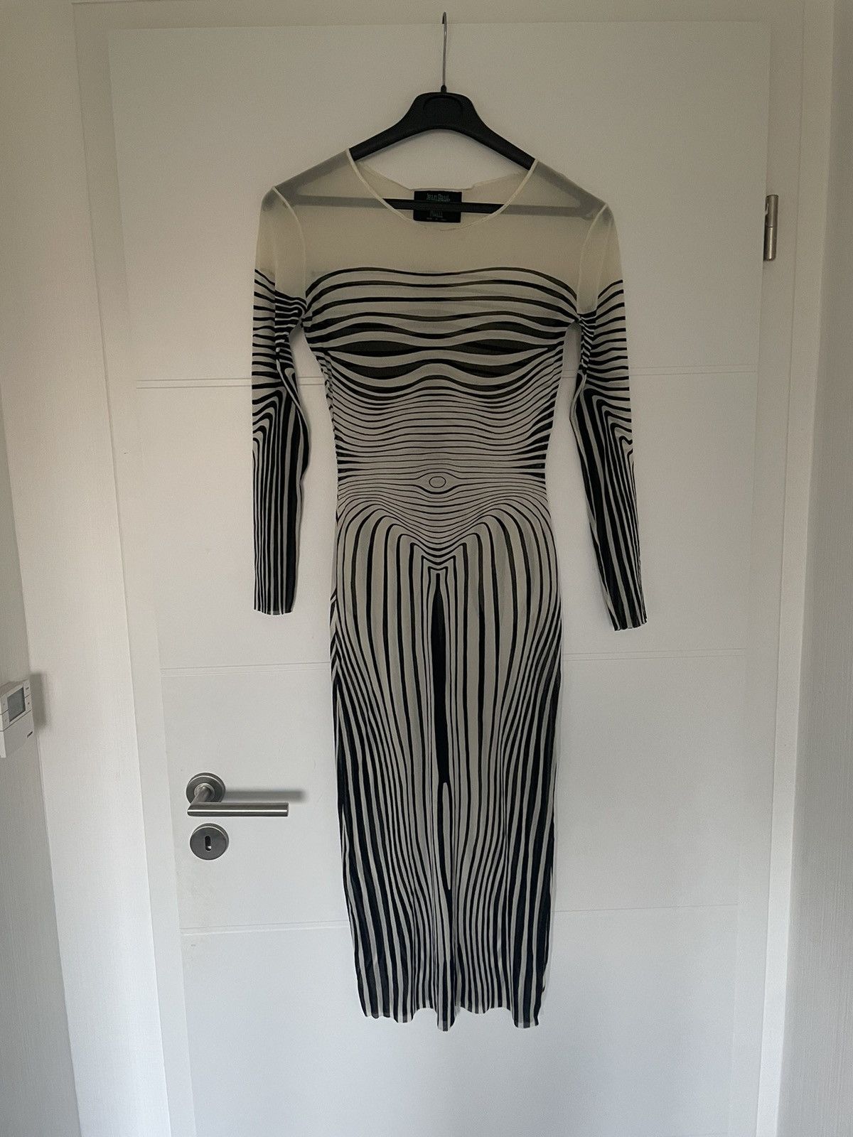 image of Jean Paul Gaultier Ss1996 Cyberbaba Trompe L’Œil Zebra Dress in Black, Women's