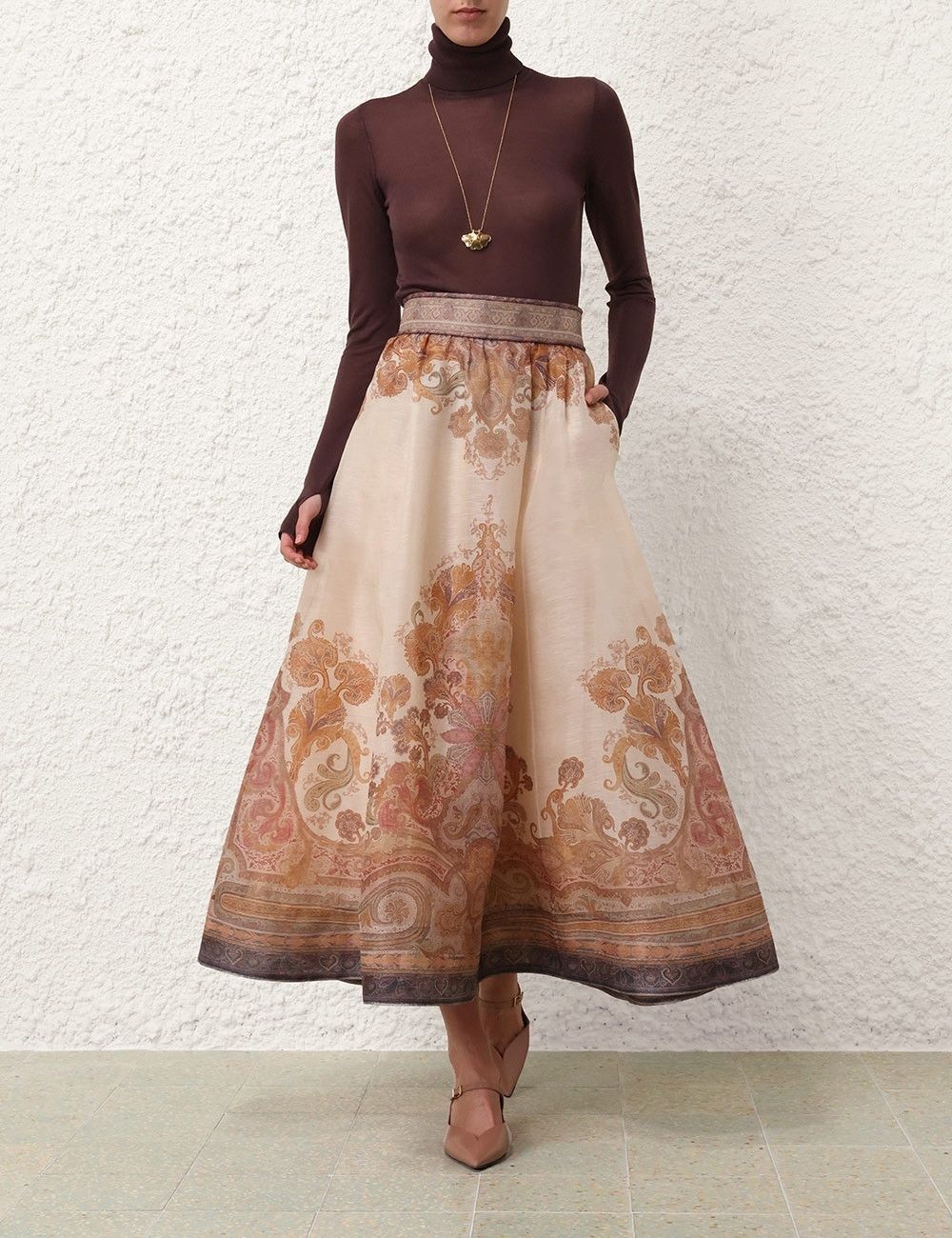 Zimmermann oc11z0925 Illustration Midi Skirt in Multicolor Size 26" / US 2 / IT 38 - 7 Thumbnail