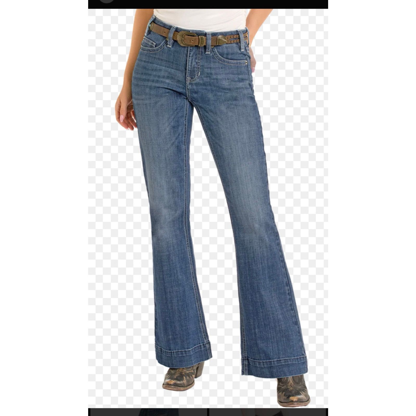 Vintage Rock & Roll Jeans Women’s Sz 27X32 Denim Mid Rise Flare Y2K Size 27" / US 4 / IT 40 - 1 Thumbnail
