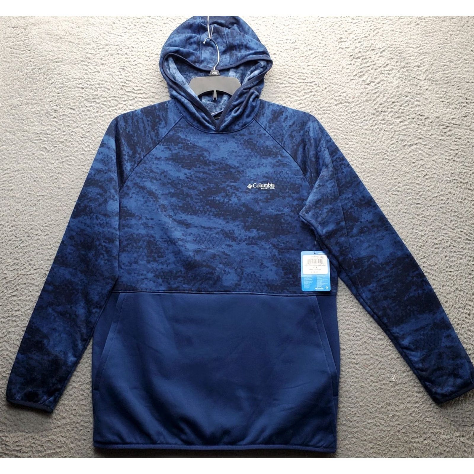 Vintage Columbia Mens Hoodie Small Navy Tie Dye PFG Super Terminal Fleece Lined Pullover Shirt Size US S / EU 44-46 / 1 - 2 Thumbnail
