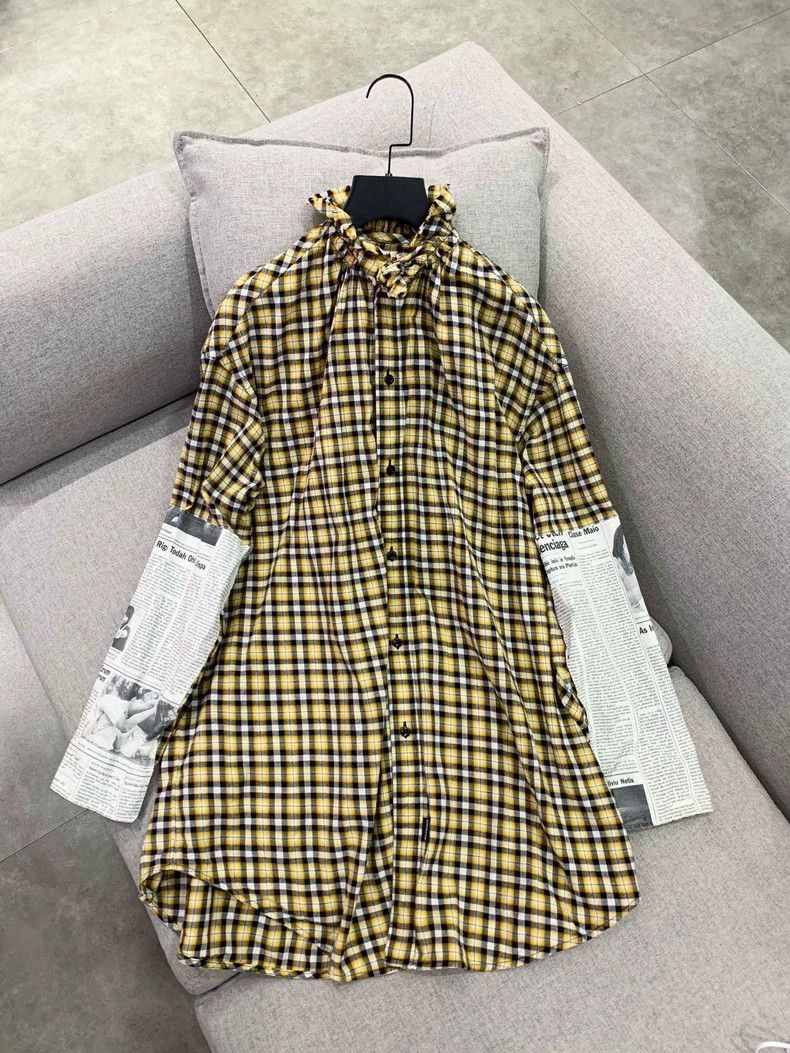Balenciaga Balenciaga Yellow Plaid Shirt Size 34 Size US XS / EU 42 / 0 - 1 Thumbnail