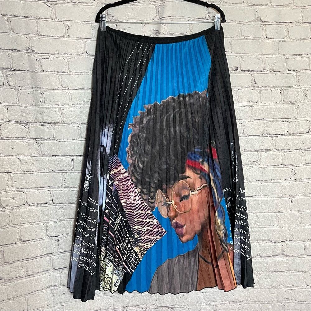 Other Why Dress Graffiti Face Print Pleated Skirt Size L Size 36" / US 14 / IT 50 - 3 Thumbnail