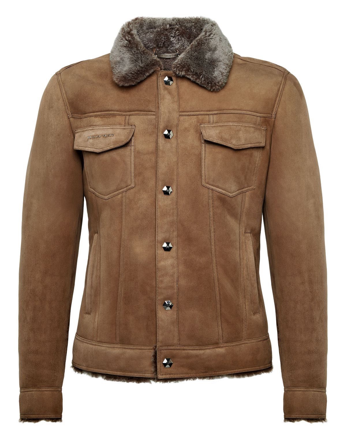 Philipp Plein Philipp Plein camel suede shearling jacket Size US XL / EU 56 / 4 - 1 Thumbnail