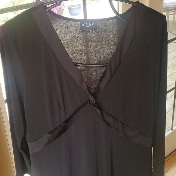 Designer BCBG Paris Vneck Cross Bodice Black 3/4 Sleeve Sz. XL Dress Size XL / US 12-14 / IT 48-50 - 2 Thumbnail