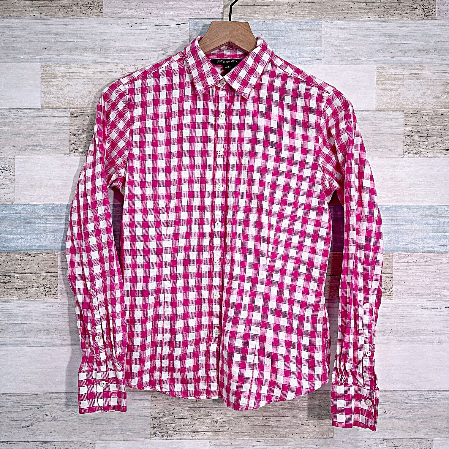 Brooks Brothers Brooks Brothers Flannel Gingham Career Shirt Pink Womens 4 Size S / US 4 / IT 40 - 1 Thumbnail