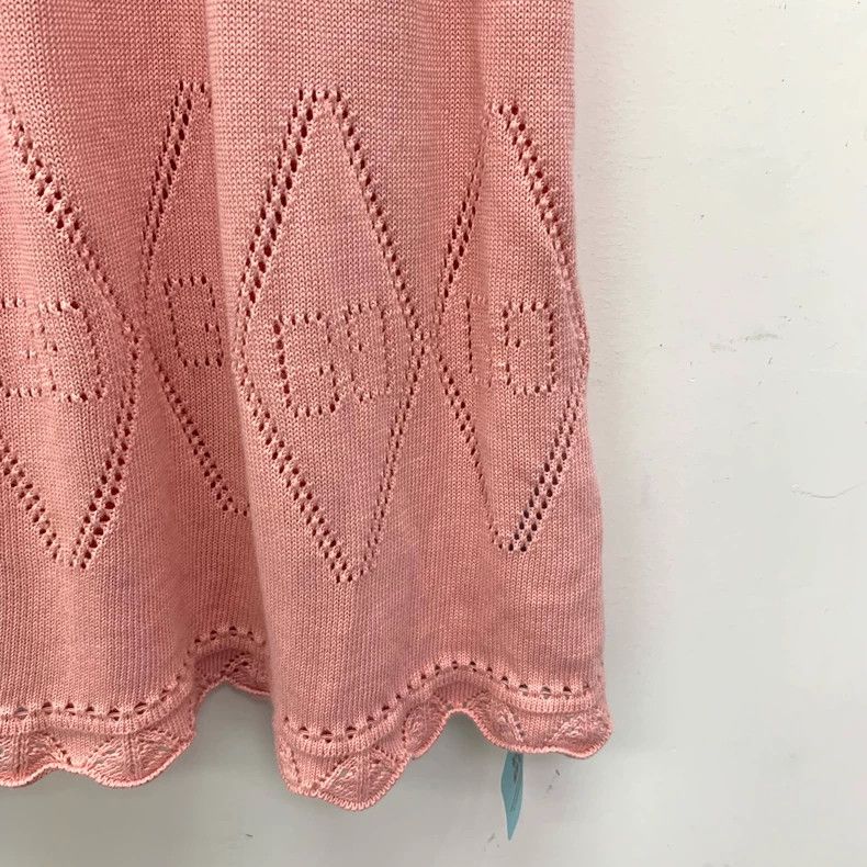 Gucci Gucci Pink cotton V-neck sleeveless hollow knitted dress Size L / US 10 / IT 46 - 5 Thumbnail