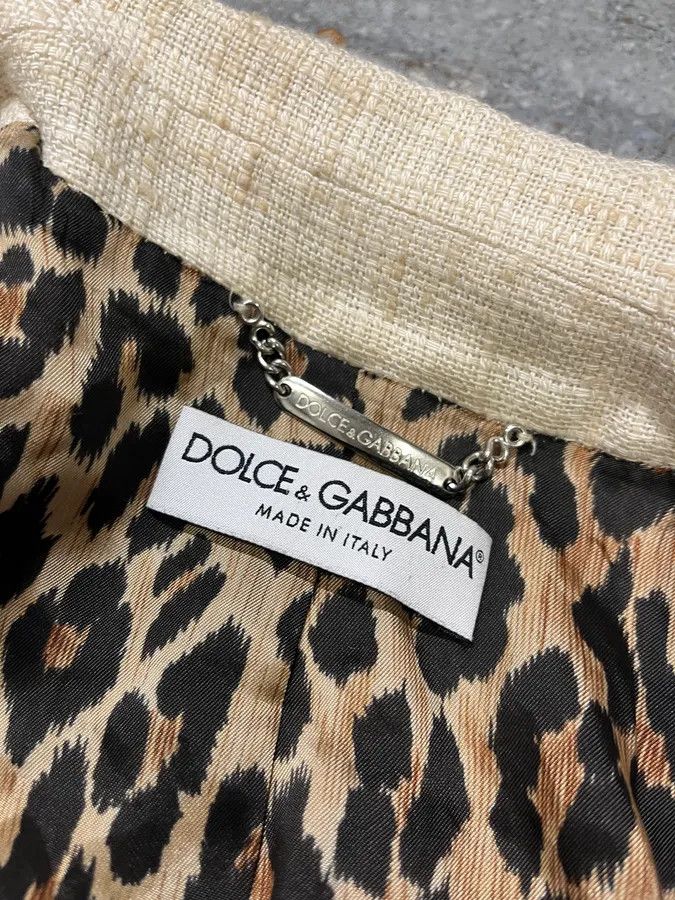 Designer × Dolce & Gabbana × Vintage 2000s Dolce & Gabbana Beige Linen Blazer Jacket Size S / US 4 / IT 40 - 8 Thumbnail