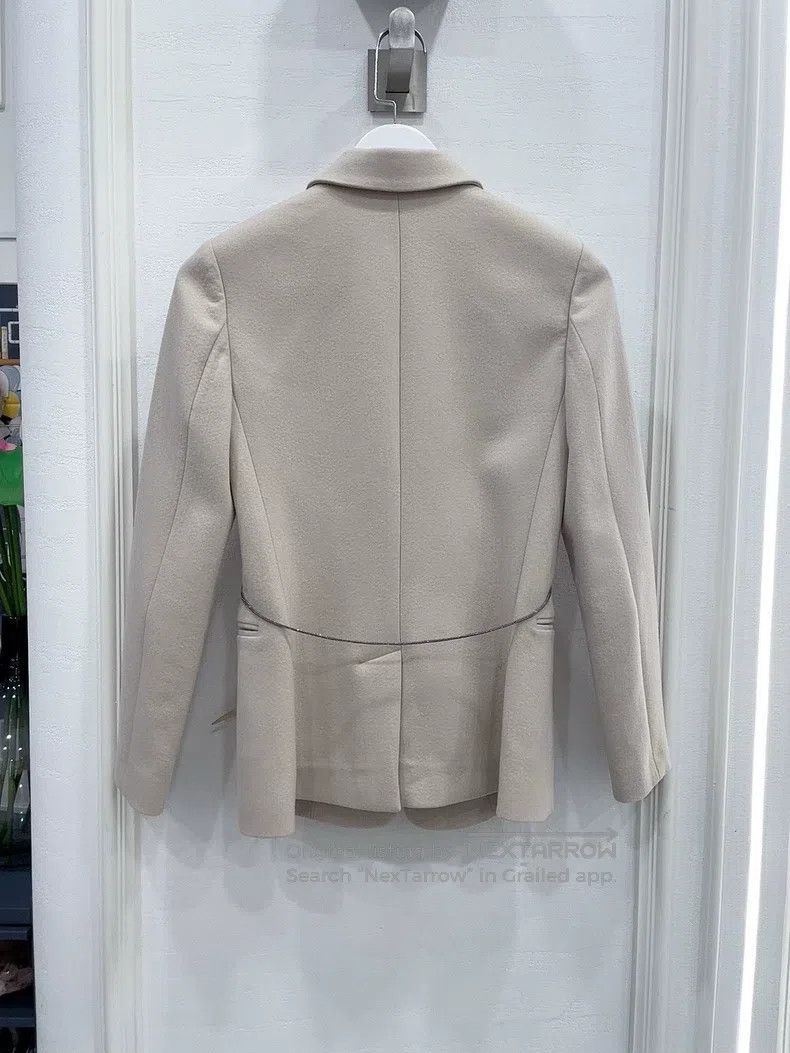Brunello Cucinelli Brunello Cucinelli Milky white lamb-tie blazer, wool and c Size XS / US 0-2 / IT 36-38 - 2 Thumbnail