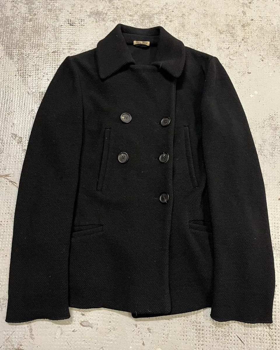 Miu Miu AW2008 Miu Miu Black Wool Double-Breasted Coat Size S / US 4 / IT 40 - 1 Thumbnail