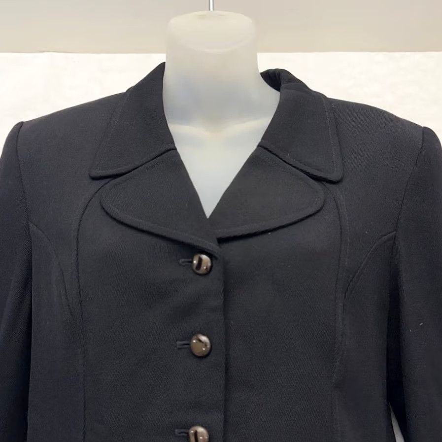 Albert Nipon VINTAGE Albert Nipon Black Wool Trench Style Blazer Size 8 Military Jacket Women Size M / US 6-8 / IT 42-44 - 3 Thumbnail