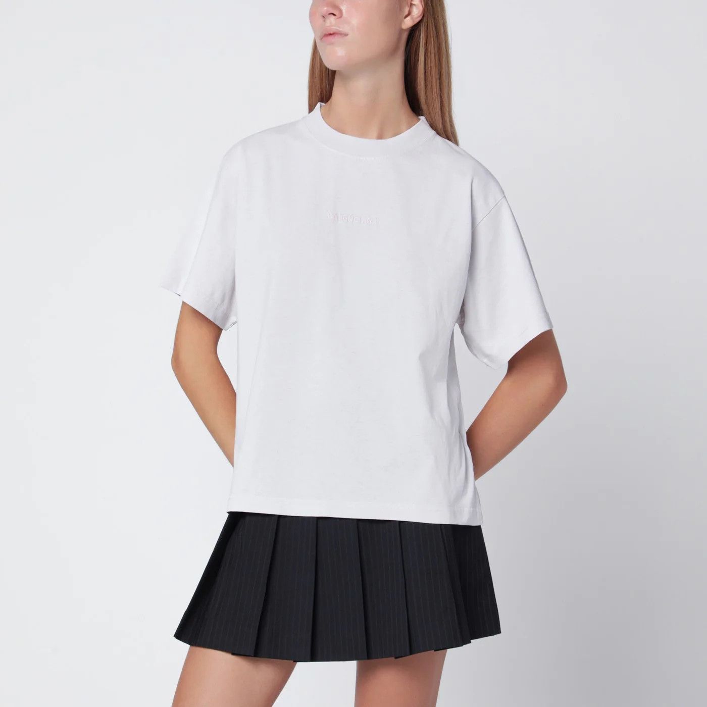 Balenciaga o1d2blof0426 Balenciaga Back Medium Fit T-Shirt in White Size L / US 10 / IT 46 - 4 Thumbnail