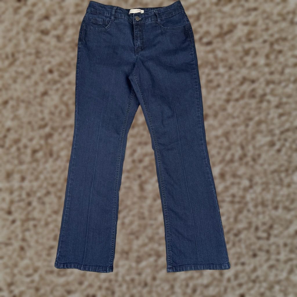 Laura Ashley VINTAGE? (No) Laura Ashley Jeans Womens 10P Petite Straight Denim 29x29 Blue Mid Rise Stretch Studded 5-Pocket Size 32" / US 10 / IT 46 - 1 Thumbnail