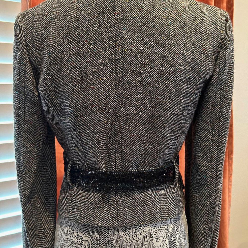 Bcbgmaxazria BCBG MaxAzria Cropped Jacket with Sequined Belt Size S / US 4 / IT 40 - 6 Thumbnail