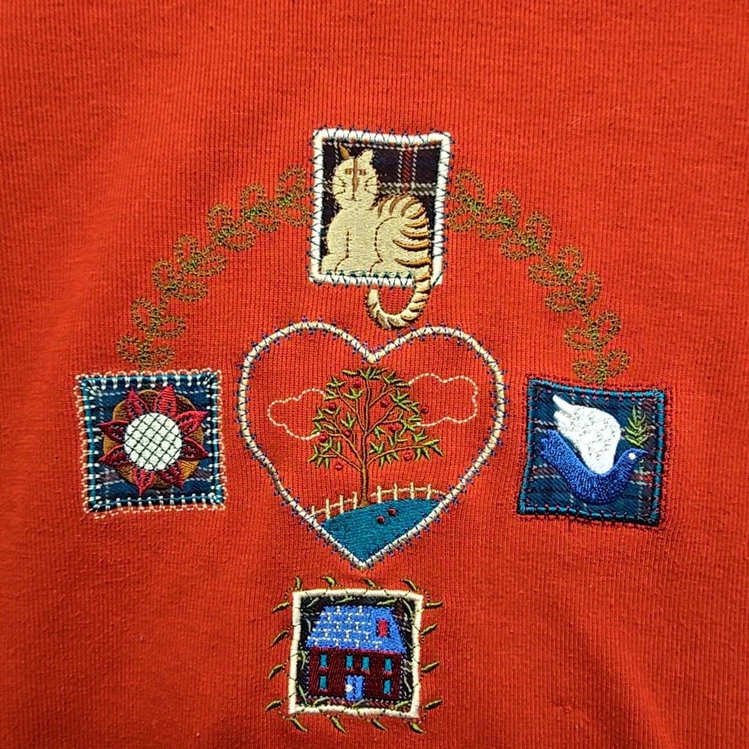 Vintage Vintage Alfred Dunner Sweater Cat Red Cat Graphic M 90s Size M / US 6-8 / IT 42-44 - 2 Thumbnail