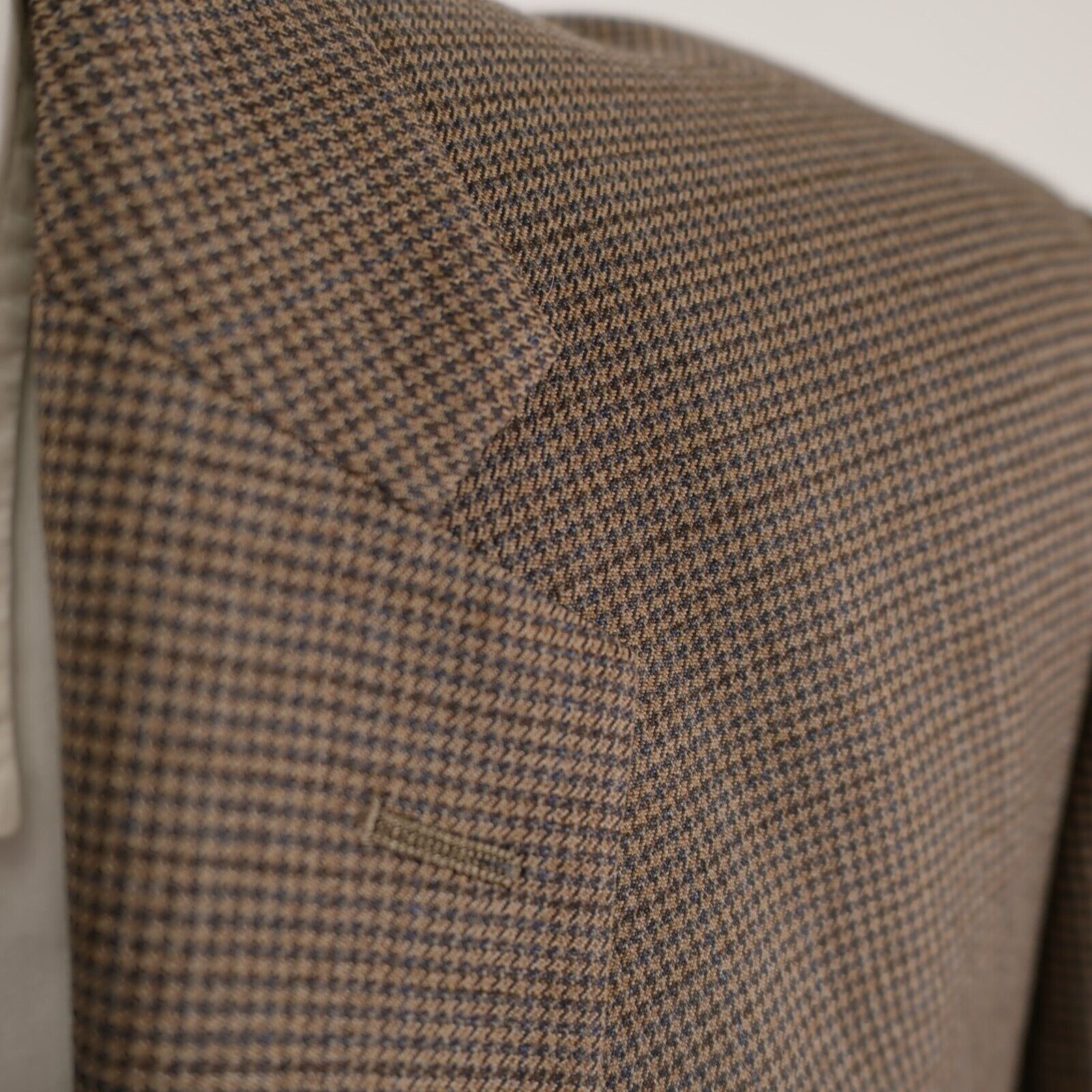 Pronto Uomo Pronto Uomo Platinum Luxury Wool Brown Blue Hounstooth 2 But Size 44R - 2 Thumbnail