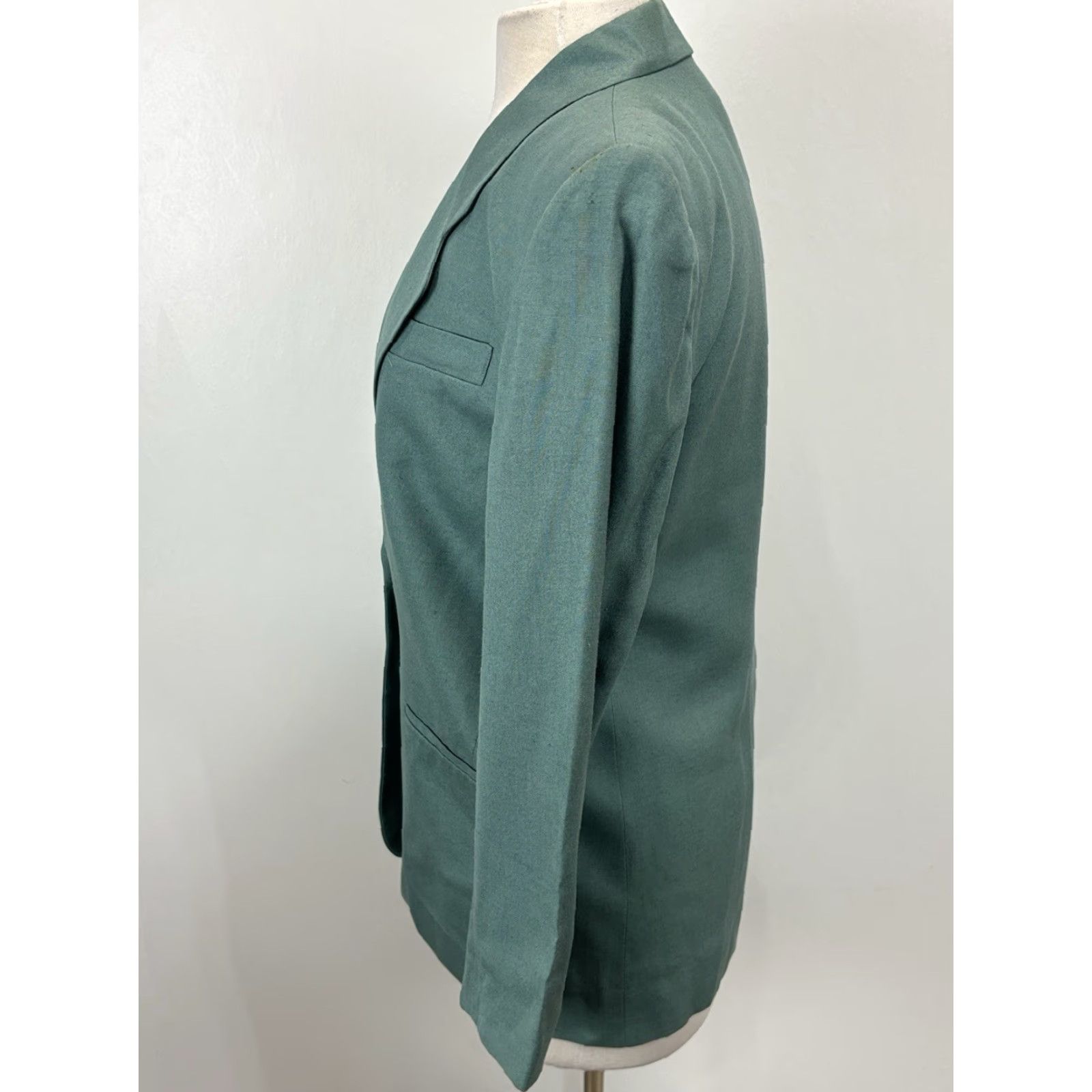 Talbots VINTAGE Talbots 2-Piece Pant Suit Women Green Linen Blend Jacket & Pants 4 Adult 80s Mens Womens Size 27" / US 4 / IT 40 - 3 Thumbnail