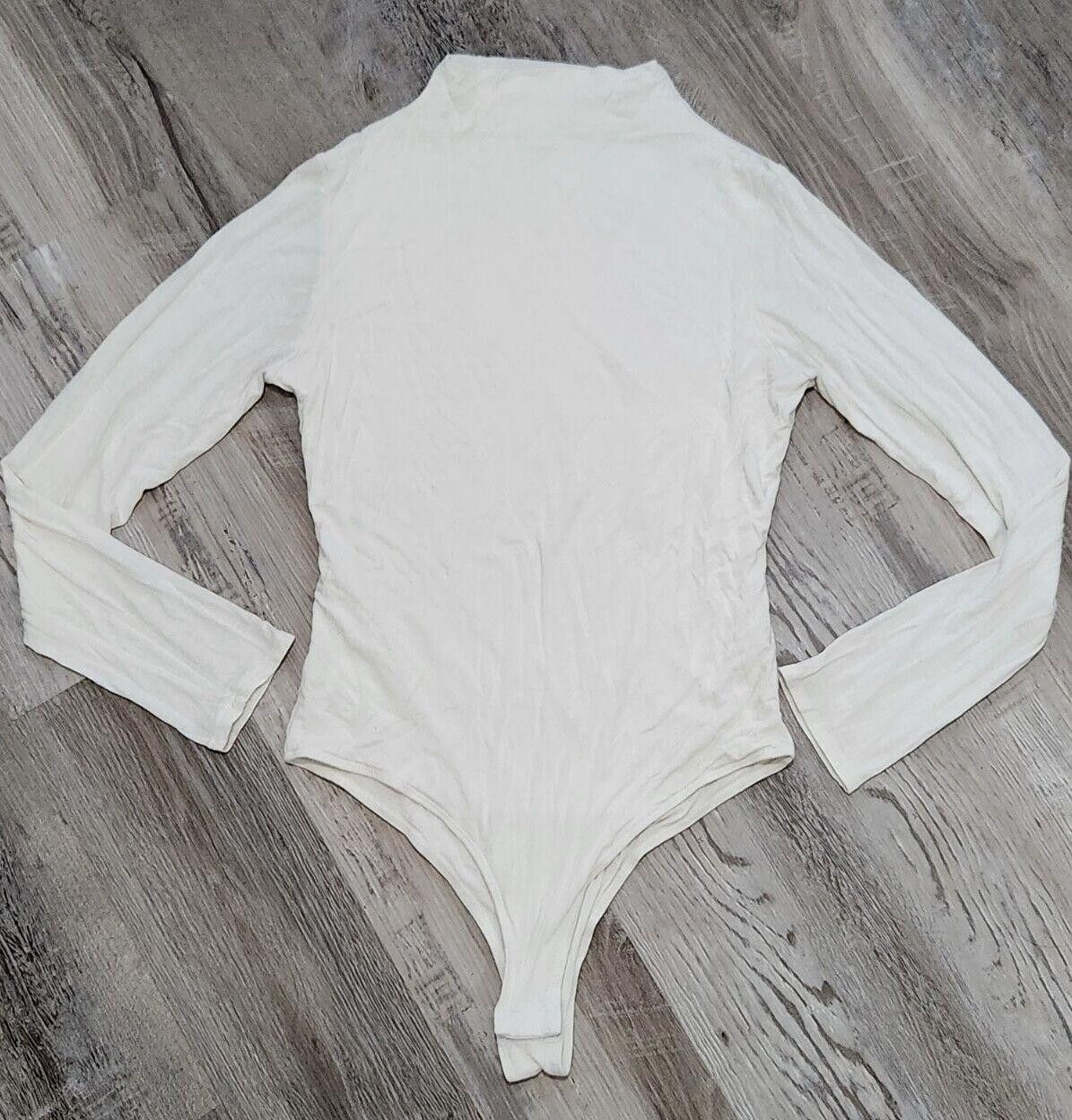 Designer Wasabi And Mint Body Suit Long Sleeve White Mock Neck Large Size L / US 10 / IT 46 - 1 Thumbnail