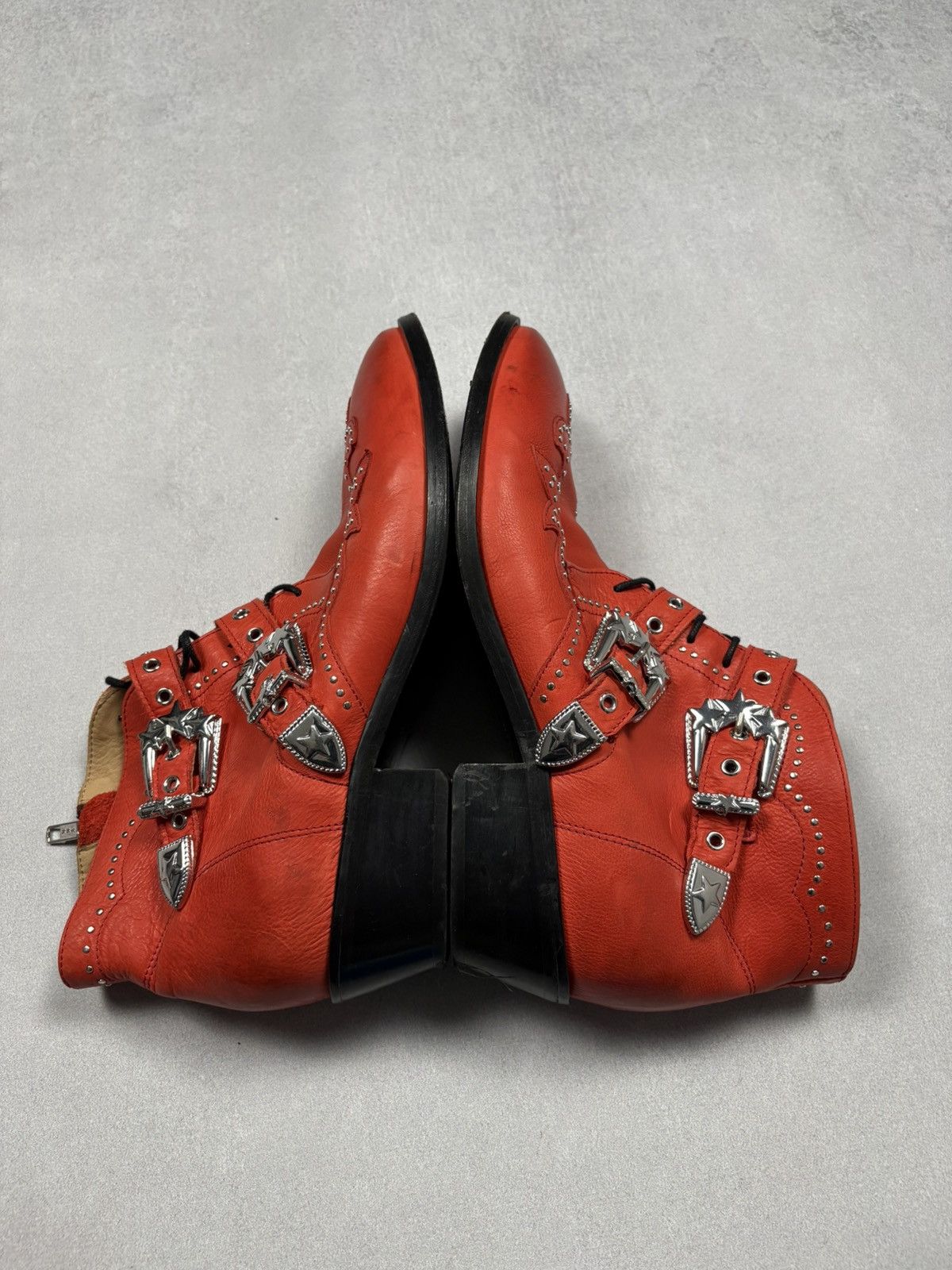 Other Air & Grace London Red Western Buckle Leather Boots 43 West Size US 10 / EU 43 - 5 Thumbnail