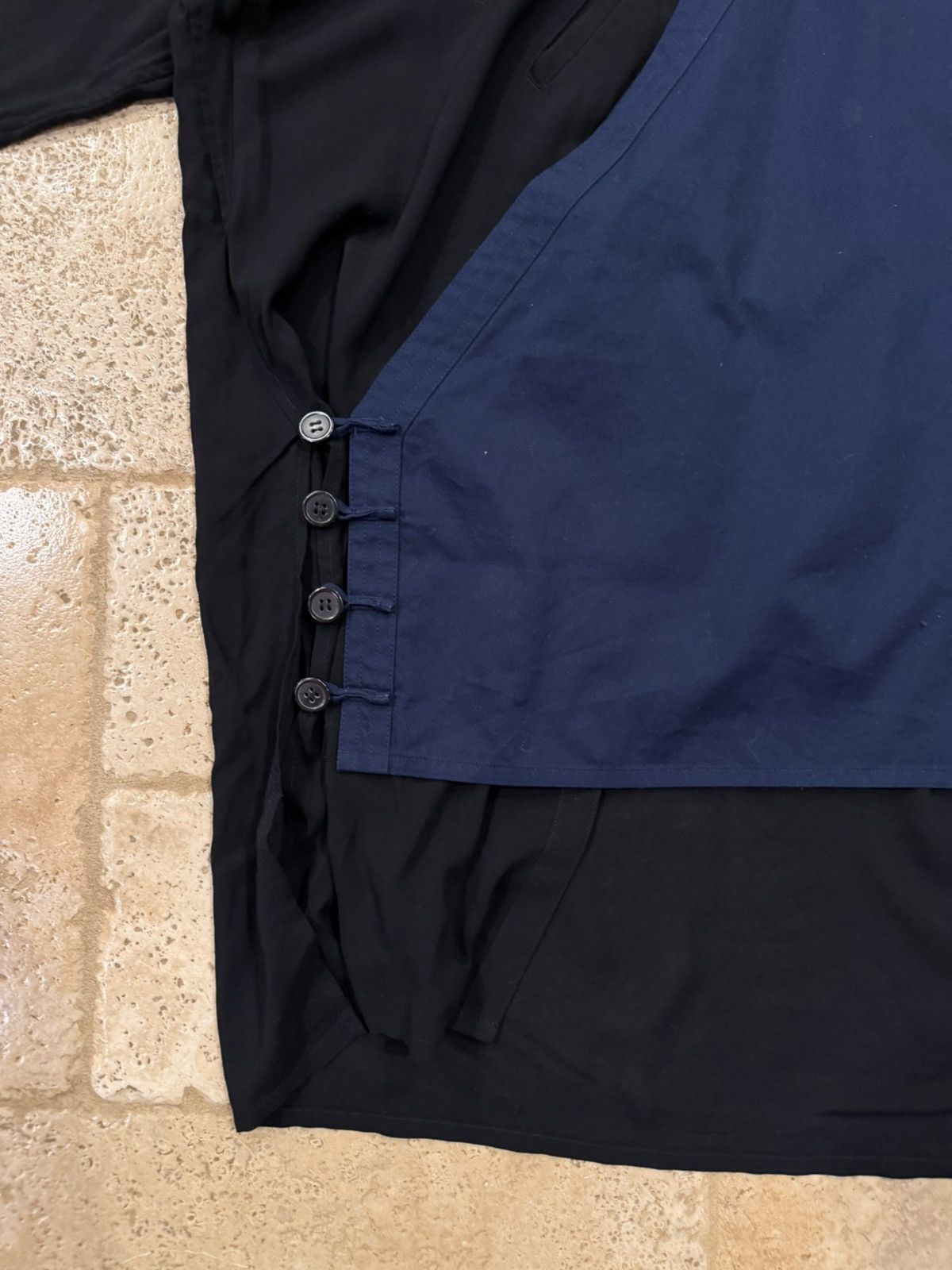 Yohji Yamamoto Yohji Yamamoto Homme Black/Navy Taoist Robe Button Up Shirt Size US L / EU 52-54 / 3 - 5 Thumbnail