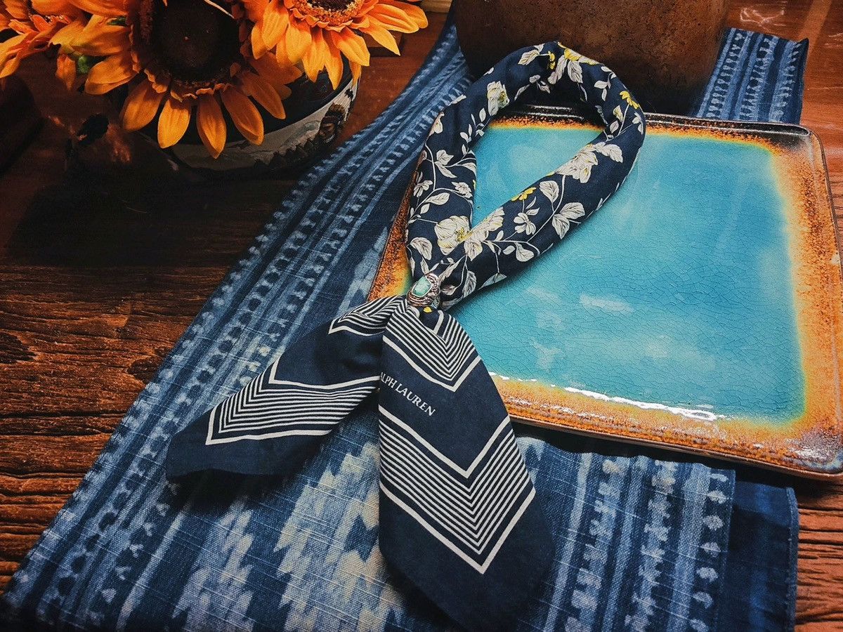 Ralph Lauren INDIGO Printed Bandana COTTON Green Scarf handkerchief Size ONE SIZE - 12 Thumbnail