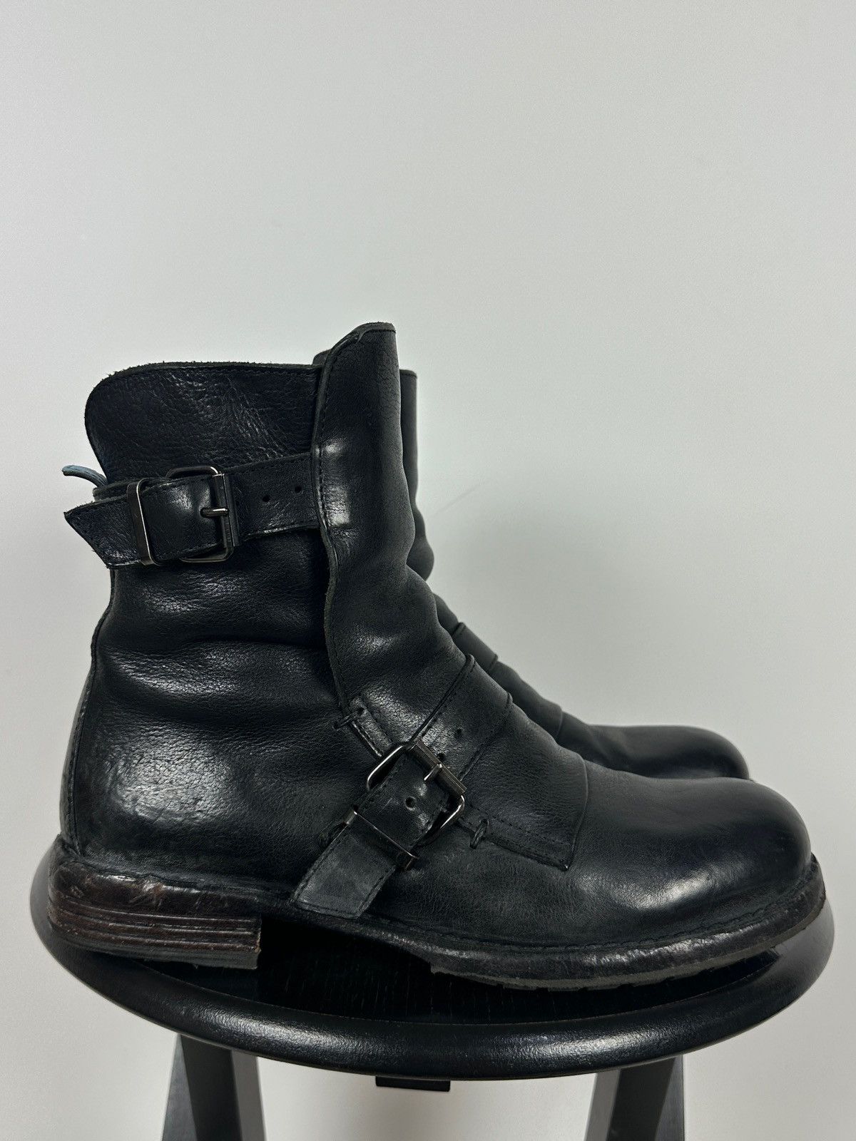 MoMA MoMA Black Leather Buckle Ankle Biker Boots Size US 10 / IT 40 - 2 Thumbnail