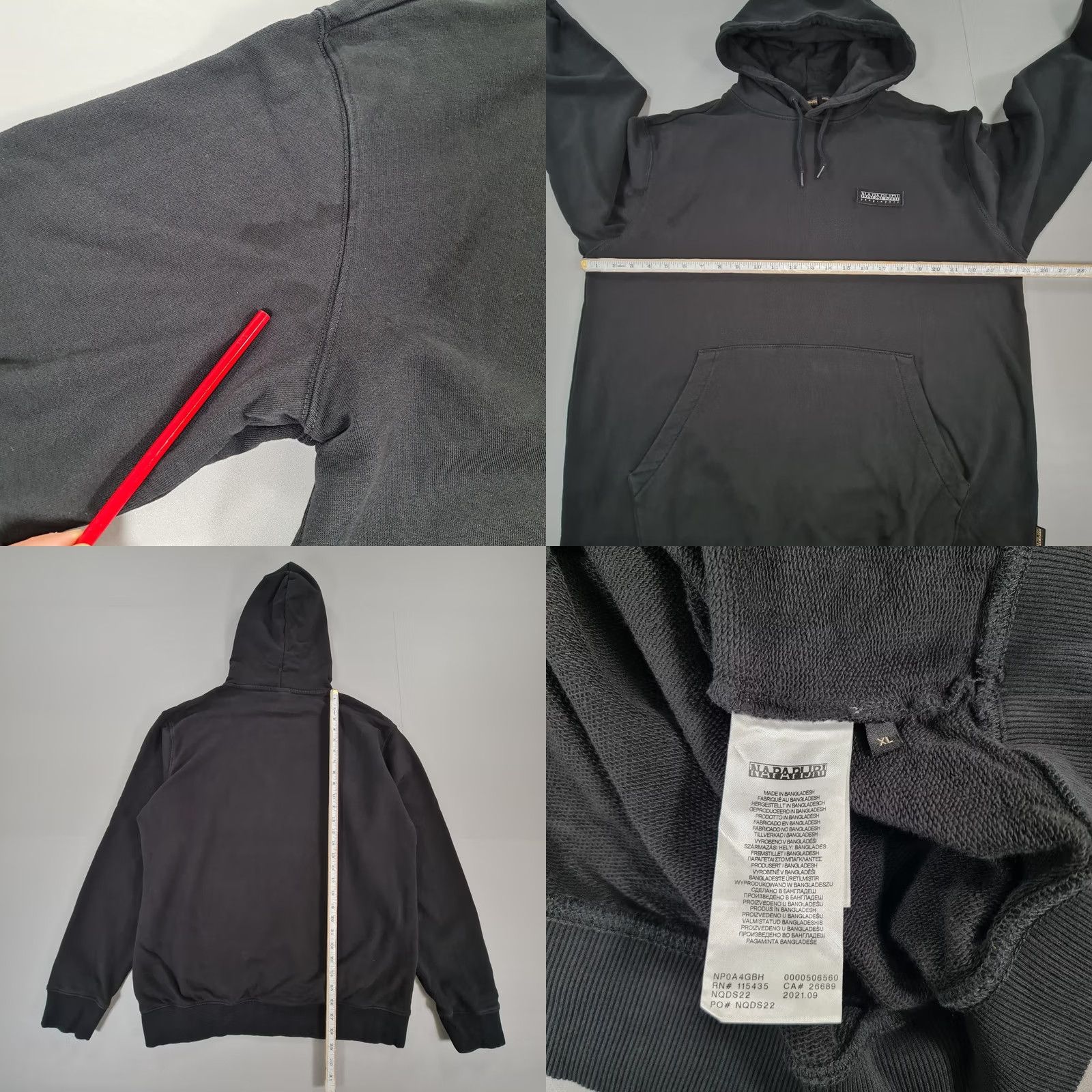 Napapijri Napapijri Mens Hoodie Black XL Cotton Pullover Size US XL / EU 56 / 4 - 8 Thumbnail