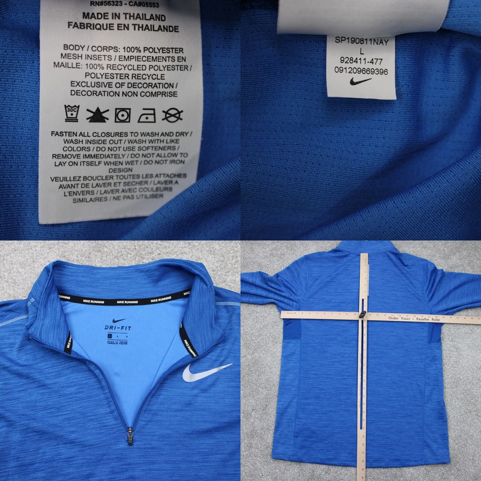 Nike Nike Pacer Sweatshirt Mens Large Blue Dri-Fit 1/2 Zip L/S Pullover Size US L / EU 52-54 / 3 - 8 Thumbnail