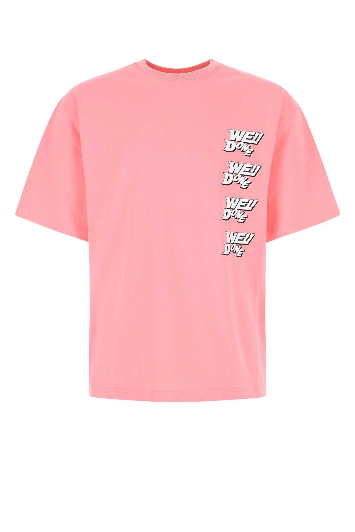 image of We11Done Pink Cotton Oversize T-Shirt, Men's (Size XS)