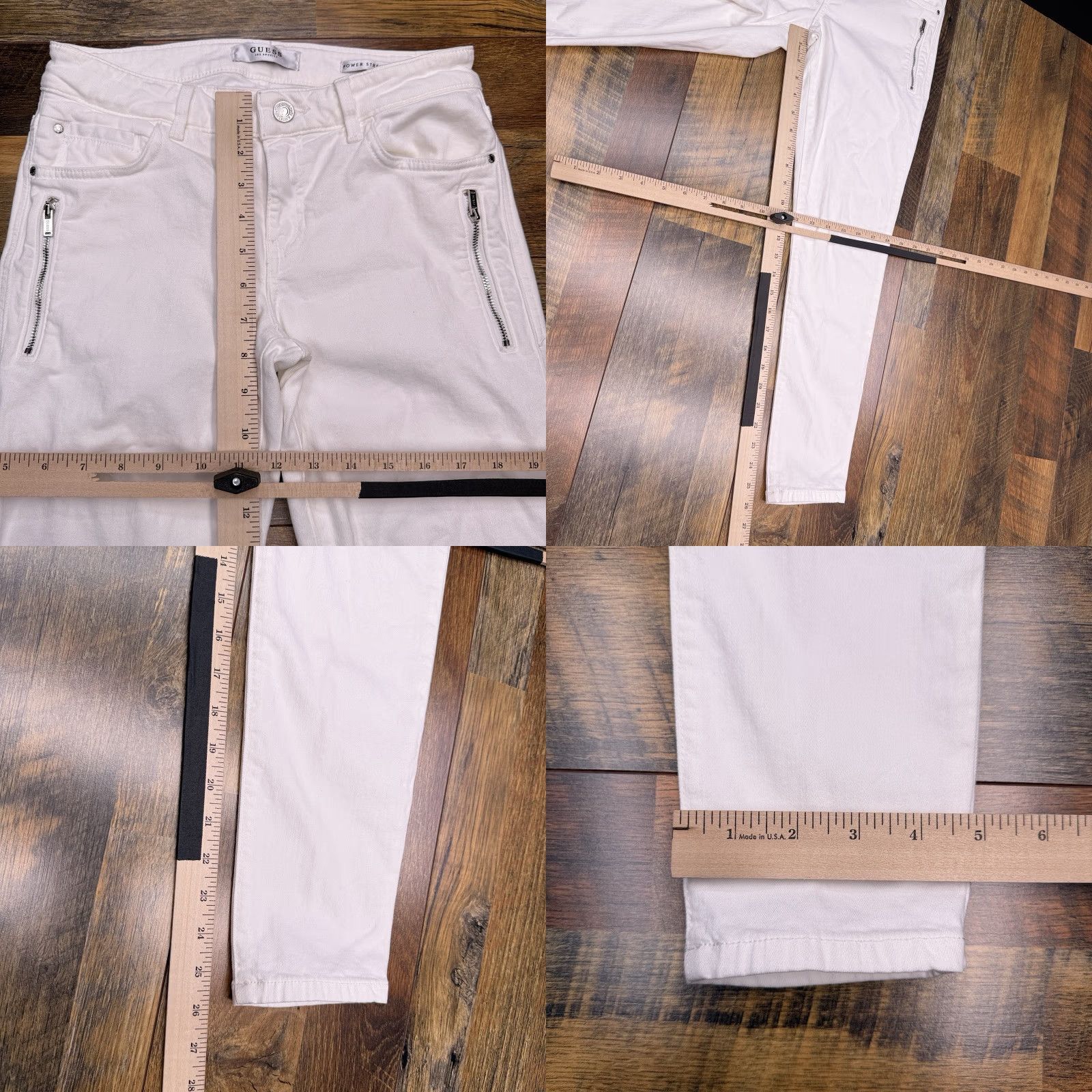 Guess GUESS Power Stretch Skinny Jeans Womens 26 White Low Rise Zippers Ankle - 5-Pocket Denim Slim Stretch Size 26" / US 2 / IT 38 - 8 Thumbnail