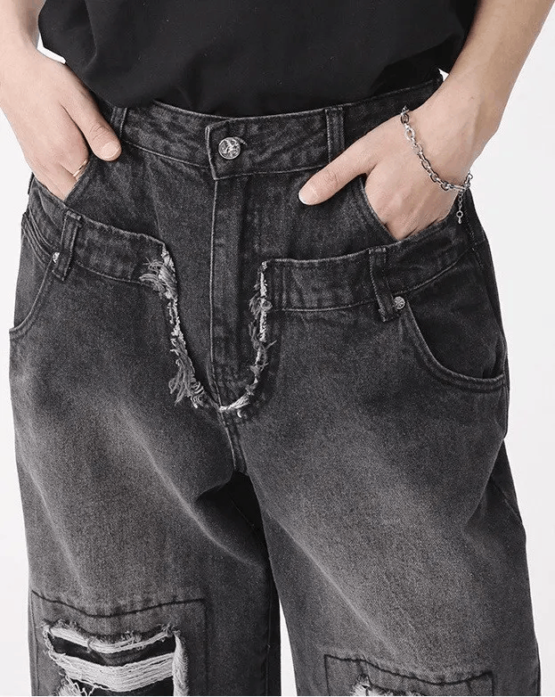 Japanese Brand × Vintage Retro punk distressed ripped jeans pants Size US 28 / EU 44 - 4 Thumbnail
