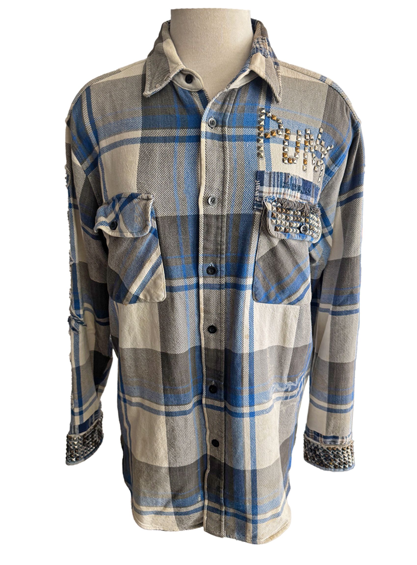 The Great China Wall Vintage GREAT CHINA WALL "PUNK" BLUE PLAID SHIRT Size US M / EU 48-50 / 2 - 1 Thumbnail